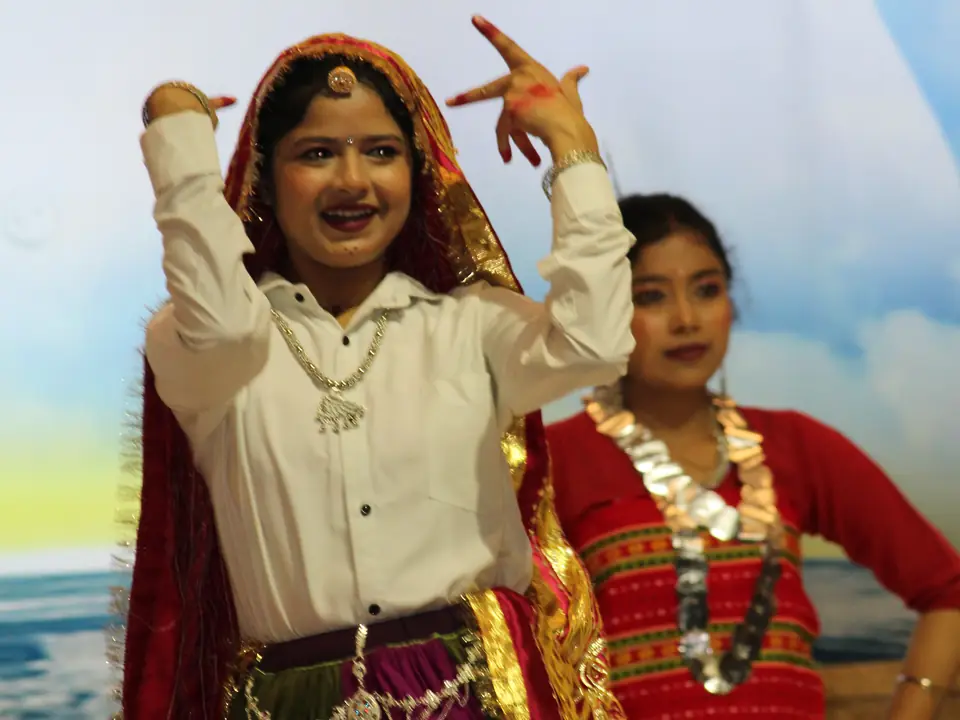 Performers in regional dress presenting a folk dance