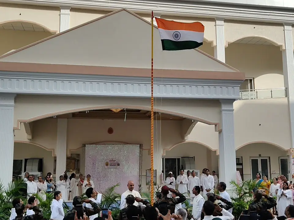 The Indian national flag being unfurled at the campus on Independence Day